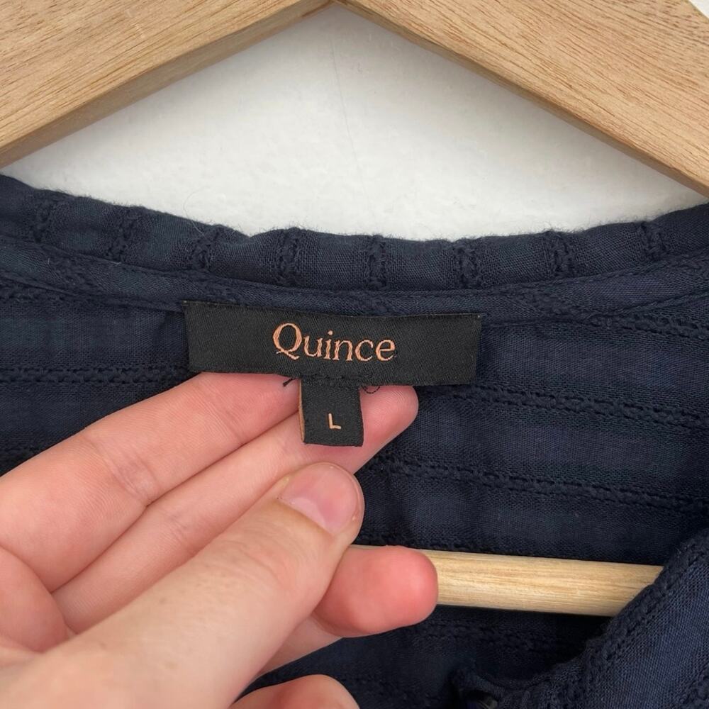 Quince Embroidered Cotton Ruffle Peter Pan Collar Button-Front Blouse Large - Picture 7 of 14